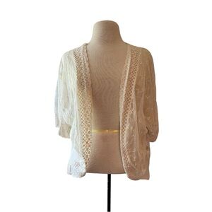 Elegant Cream Sheer Lace Women's Sweater